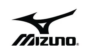 A black and white logo of mizuno